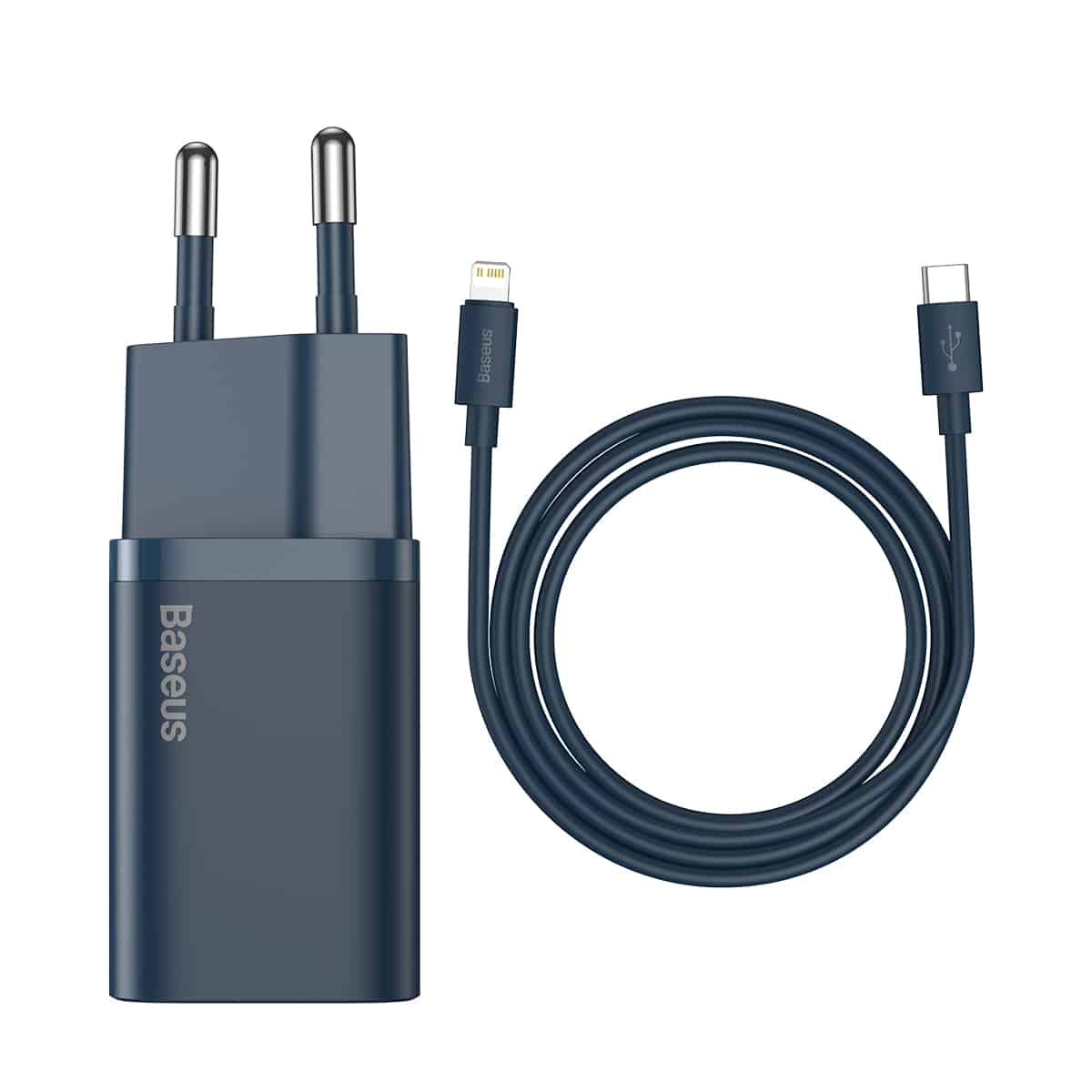 Baseus Super Si Quick Charger 1C 20W CN Sets Blue With Baseus Simple Wisdom Data Cable Type-C to iP 1m Blue Baseus Super Si Quick Charger 1C 20W CN Sets Blue With Baseus Simple Wisdom Data Cable Type-C to iP 1m Blue